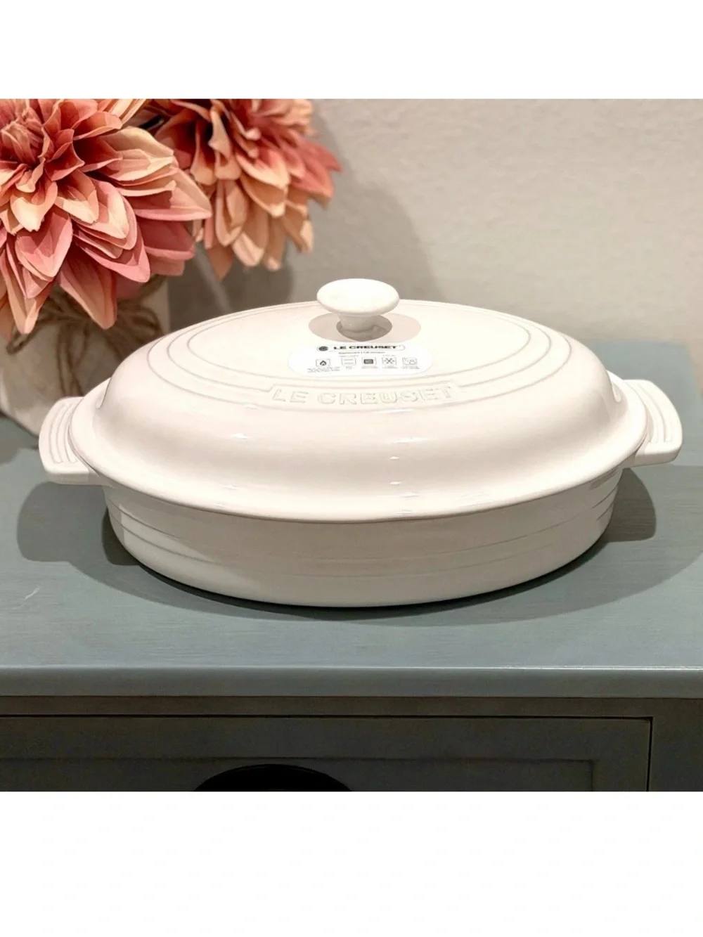 Le Creuset Oval Stoneware White 27cm/1.7L Casserole Dish W/Lid